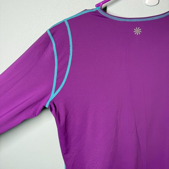 Athleta Womens Performance Top Small Purple Contrast Stitching Swim Rash Guard - Picture 7 of 12
